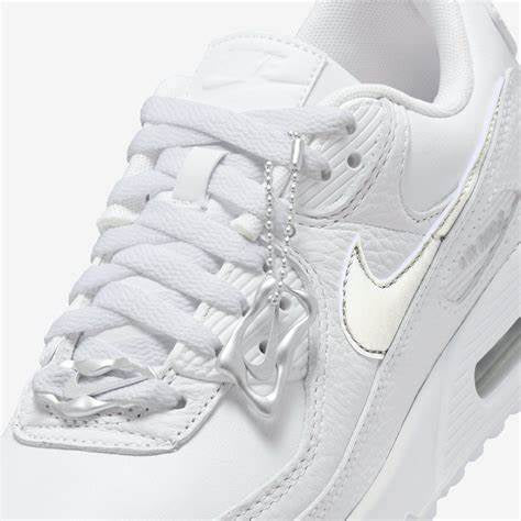 Nike WMNS Air Max 90 – White / Metallic Silver-Blue Joy