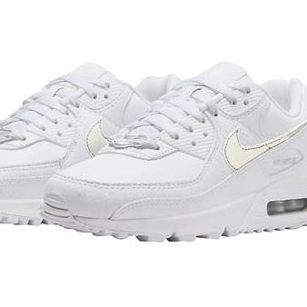 Nike WMNS Air Max 90 – White / Metallic Silver-Blue Joy