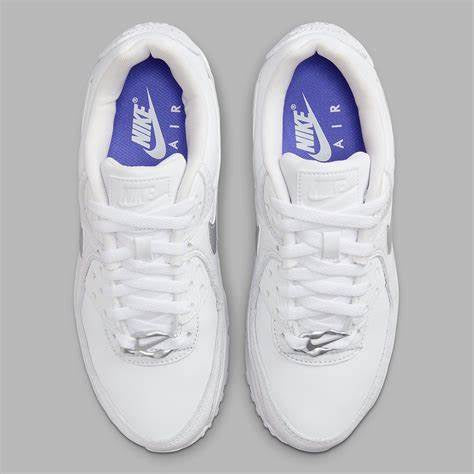 Nike WMNS Air Max 90 – White / Metallic Silver-Blue Joy