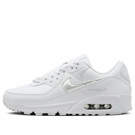Nike WMNS Air Max 90 – White / Metallic Silver-Blue Joy